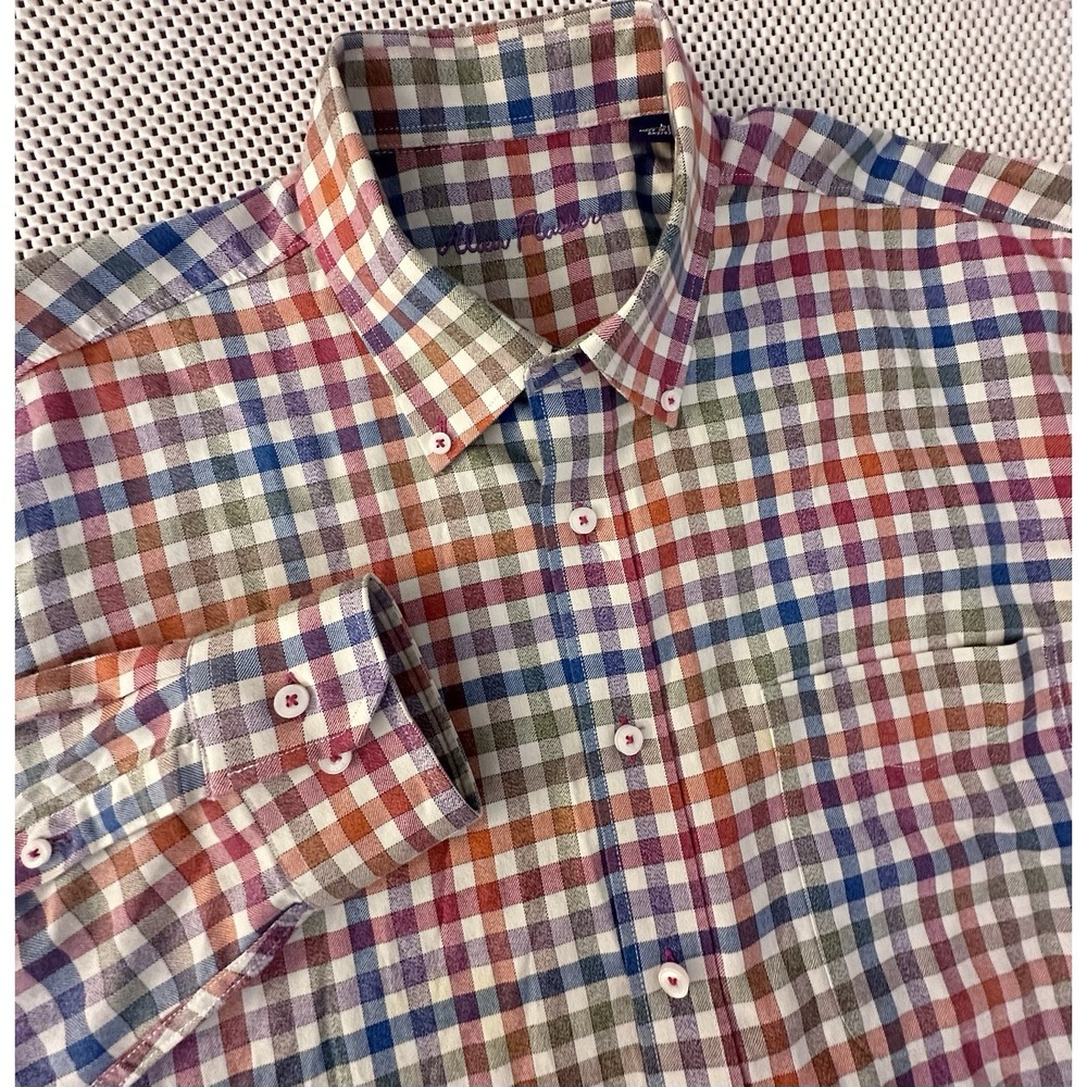 Alan Flusser Shirt Men's Long‎ Sleeve Button Up Dress XL Rainbow Check Stripes